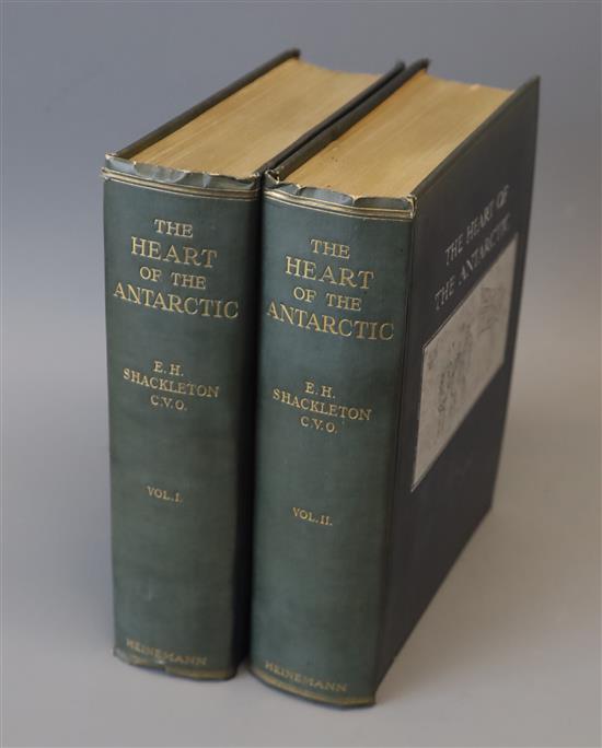 Shakleton, Ernest Henry, Sir - The Heart of the Antartic, 1st edition, 2 vols, qto, original pictorial cloth, with 214 plates, 3 foldin